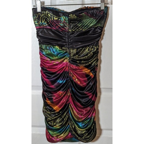 Speechless '90s Y2K Empire Waist Dance Dress Rainbow Ruched Mini Clubwear Disco - Picture 5 of 5